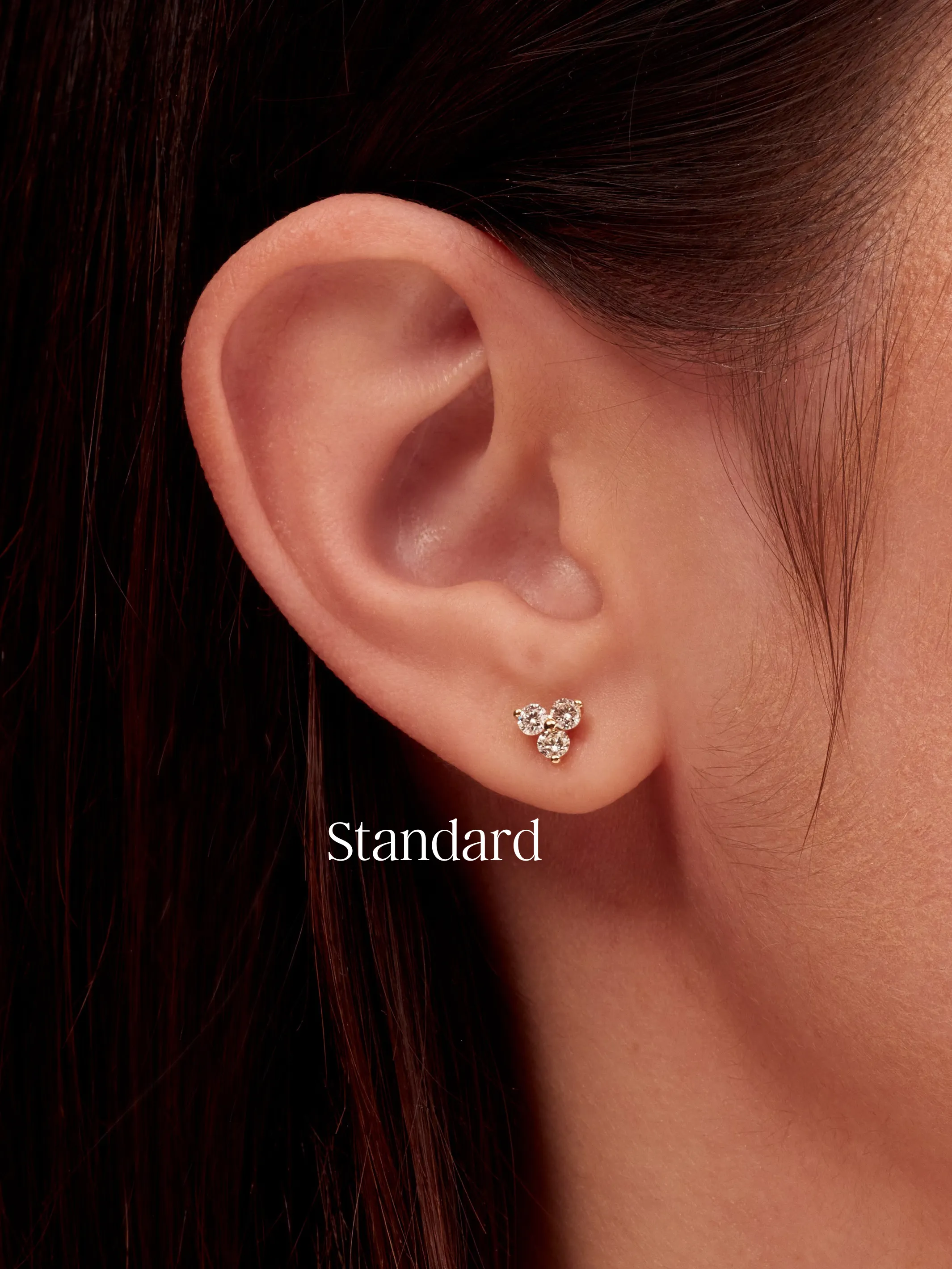 Trio Diamond Stud Earrings 14K sold by LeMel product image thumbnail 4