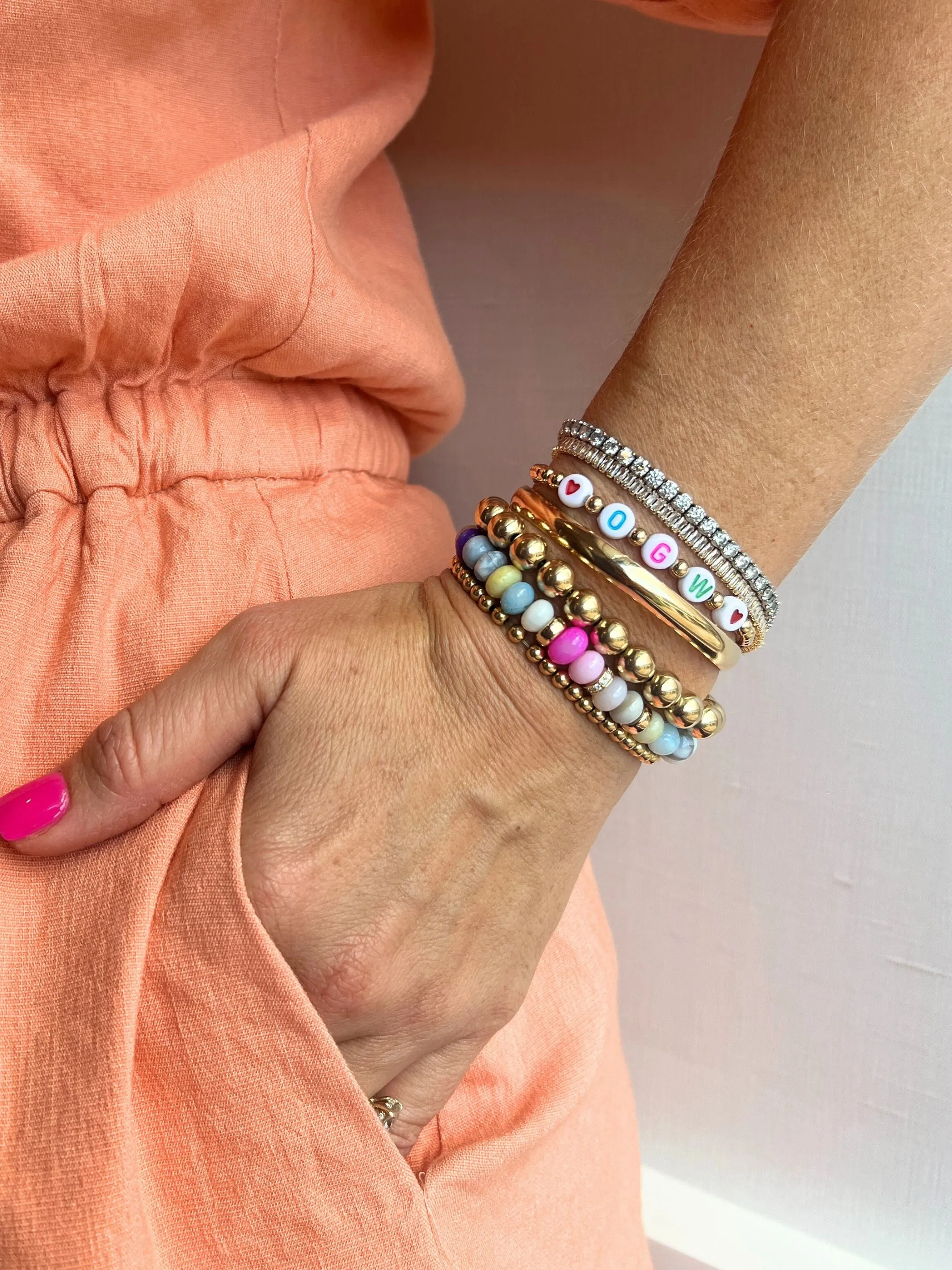 Candy Stretch Bracelet - Rainbow Agate sold by LeMel product image thumbnail 2