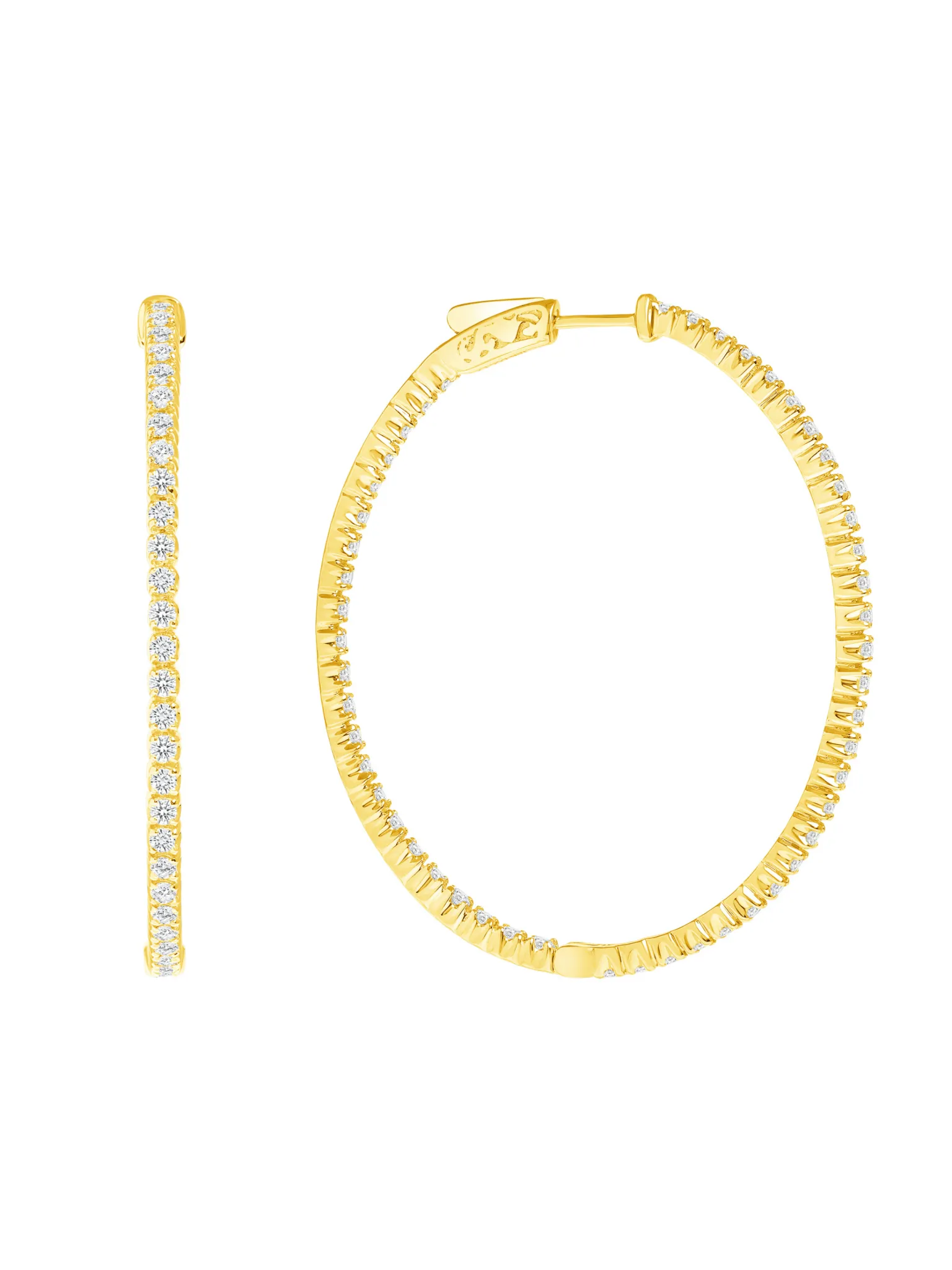 Oval Inside Out Diamond Hoop Earrings 18K sold by LeMel