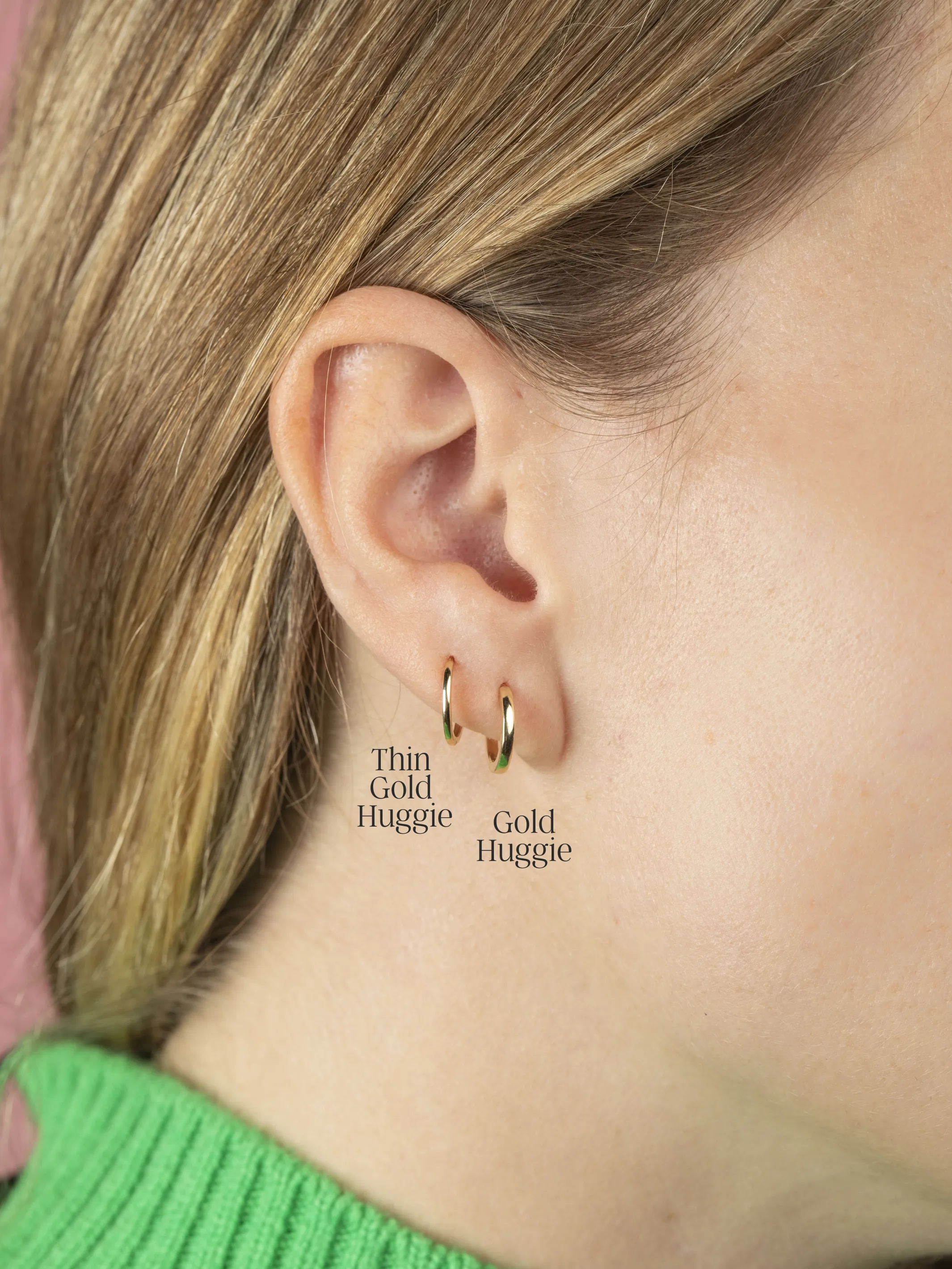 Gold Huggie Earrings 14K sold by LeMel product image thumbnail 5