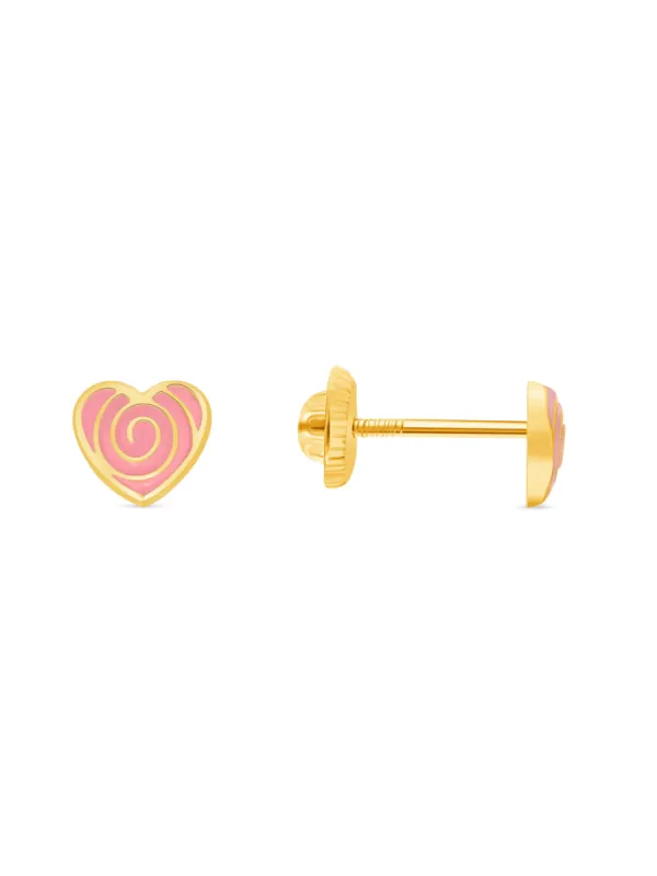 Kid Rose Heart Stud Earrings 14K sold by LeMel