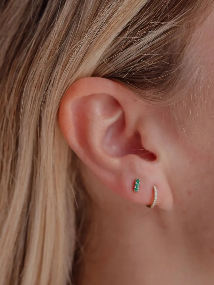 Mini Emerald Bar Stud Earring 14K sold by LeMel product image thumbnail 3