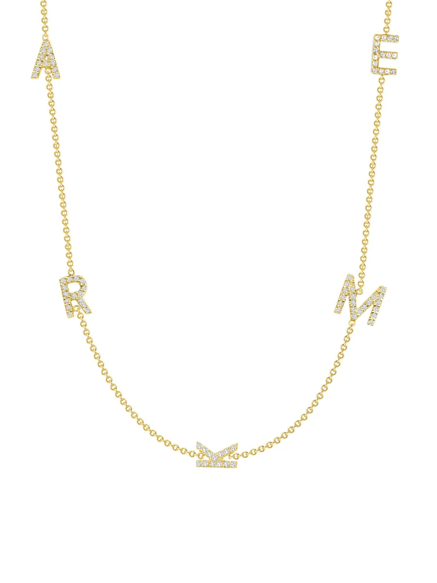 The Diamond Initial Necklace 14K - 5 Letters sold by LeMel