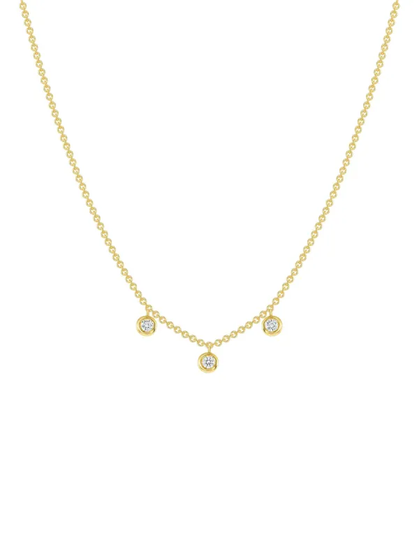 Trio Diamond Bezel Necklace 14K sold by LeMel