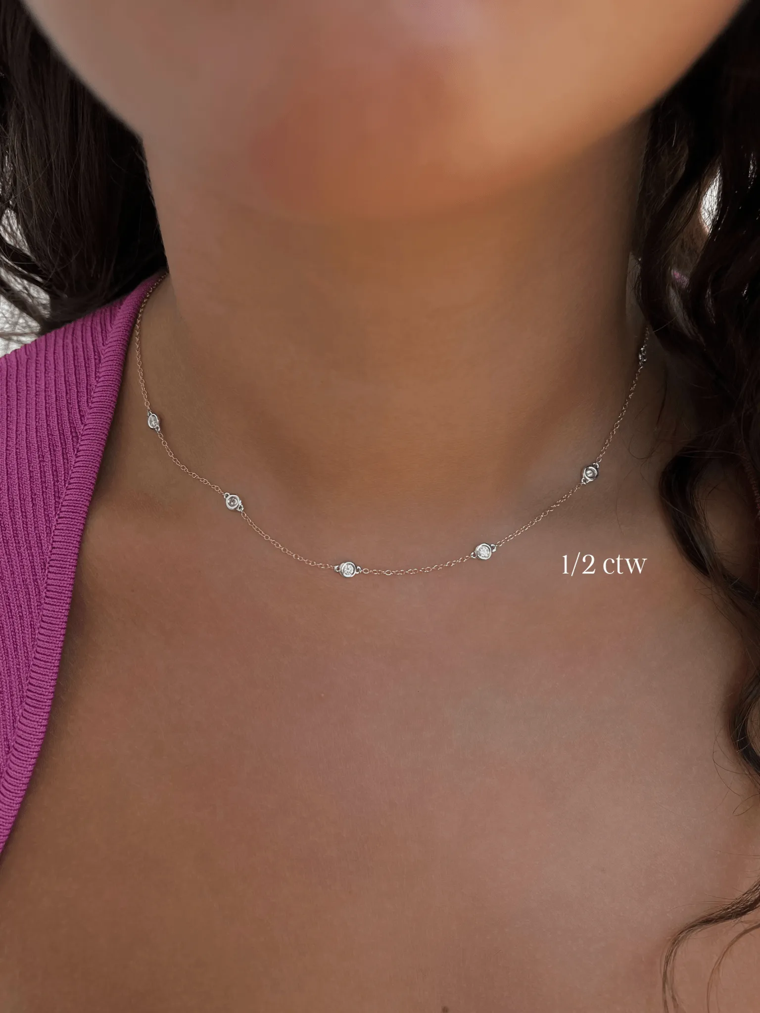 Diamond Bezel 7 Station Necklace 14K sold by LeMel product image thumbnail 5
