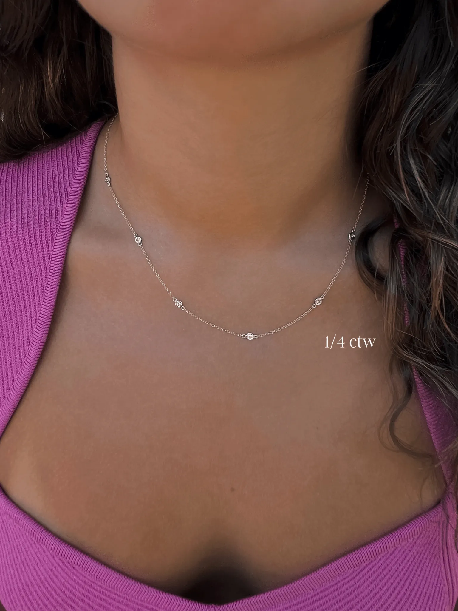 Diamond Bezel 7 Station Necklace 14K sold by LeMel product image thumbnail 4