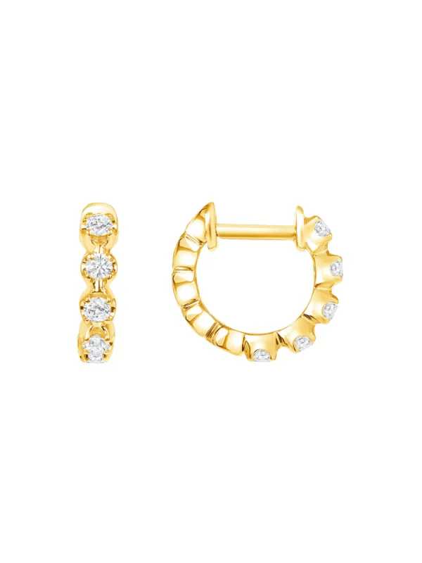 Cupcake Diamond Huggie Earrings 14K sold by LeMel