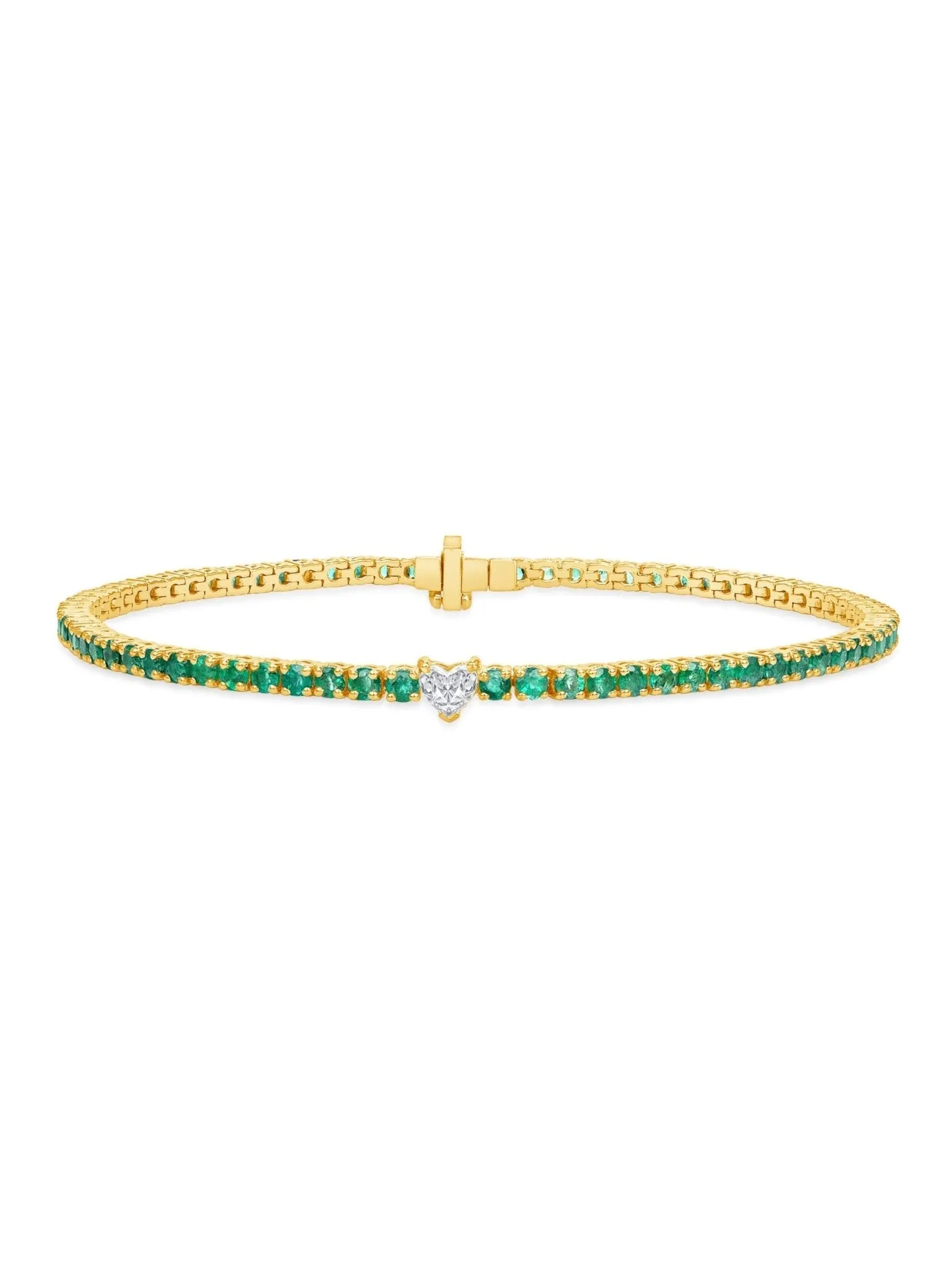 Lauren Diamond Heart and Emerald Tennis Bracelet 14K sold by LeMel