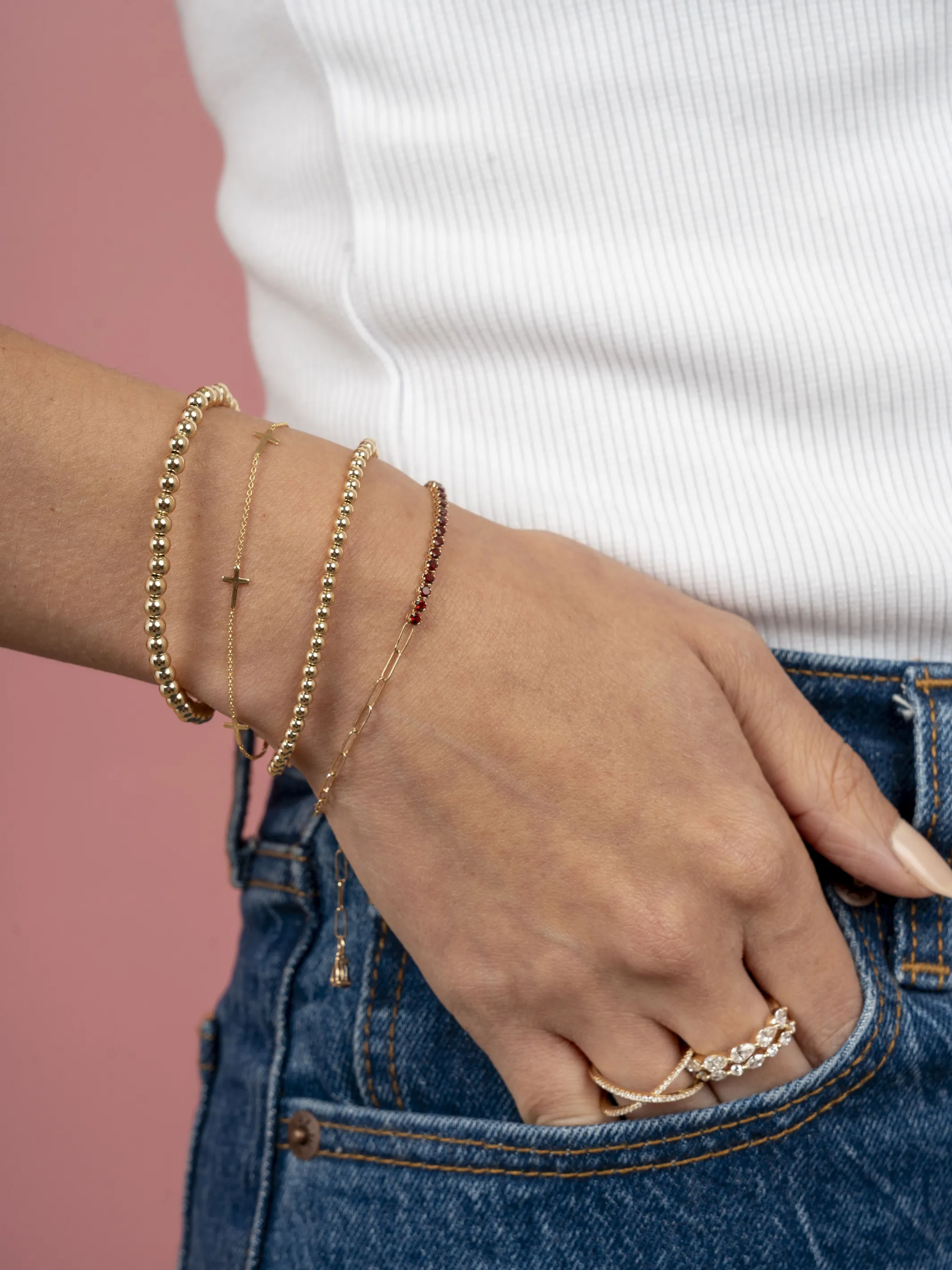 Birthstone Tennis Bracelet - January 14K sold by LeMel product image thumbnail 2