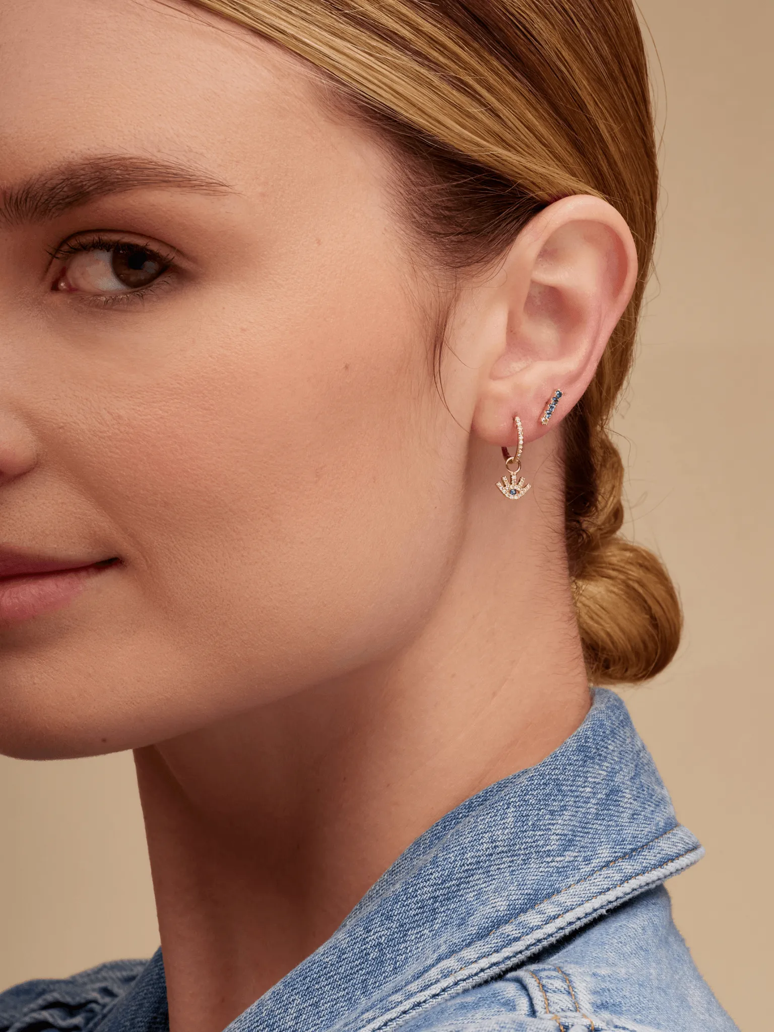 Blue Ombre Stud Earrings 14K sold by LeMel product image thumbnail 3