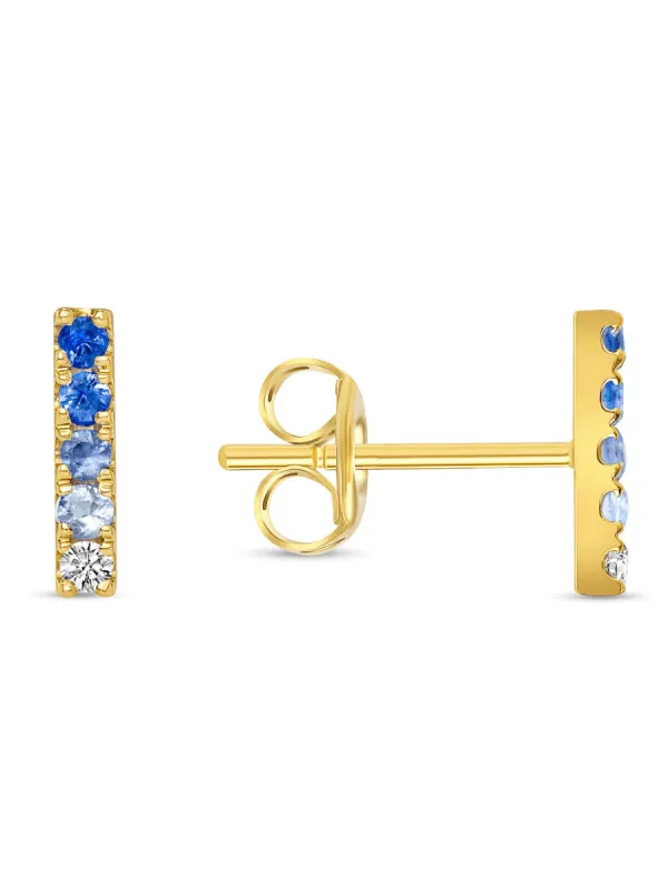 Blue Ombre Stud Earrings 14K sold by LeMel