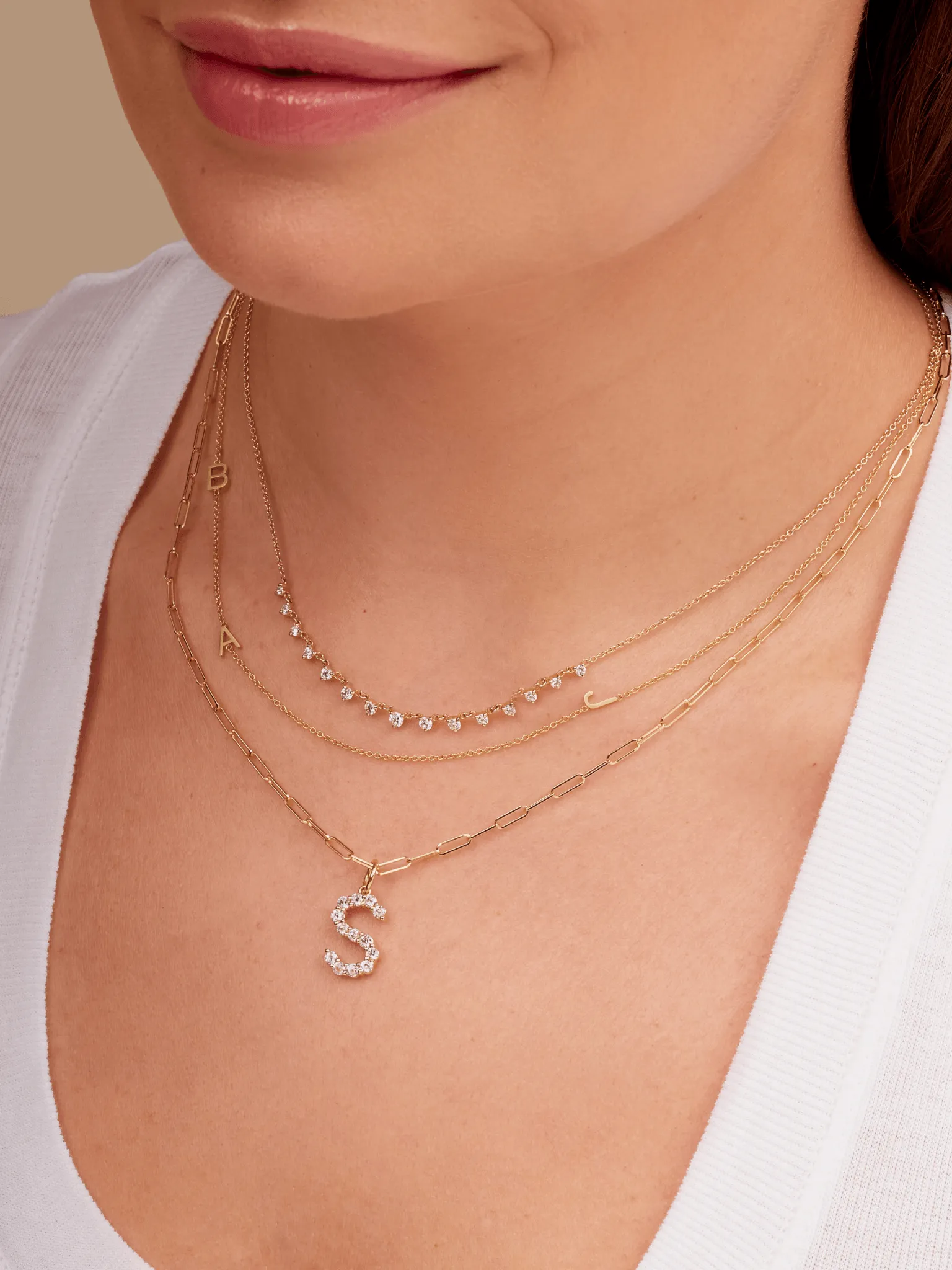 Diamond Initial Charm Necklace 14K sold by LeMel product image thumbnail 2