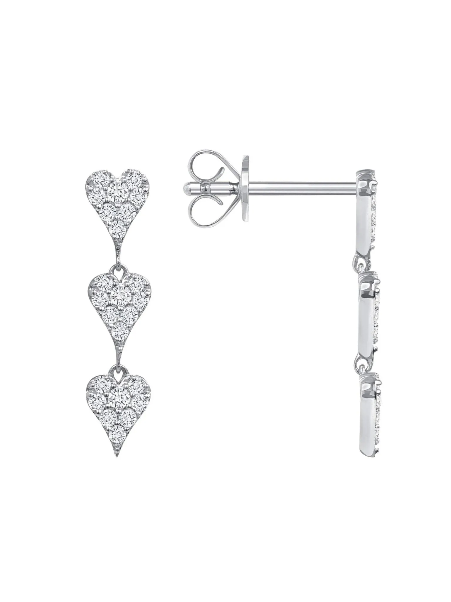 Pave Heart Diamond Dangle Earrings 14K sold by LeMel product image thumbnail 5