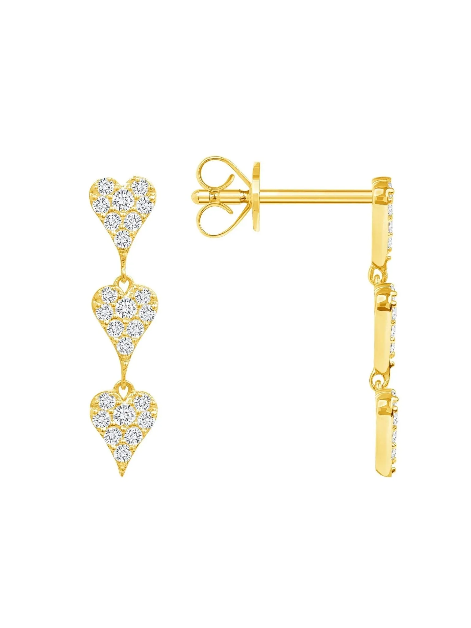 Pave Heart Diamond Dangle Earrings 14K sold by LeMel