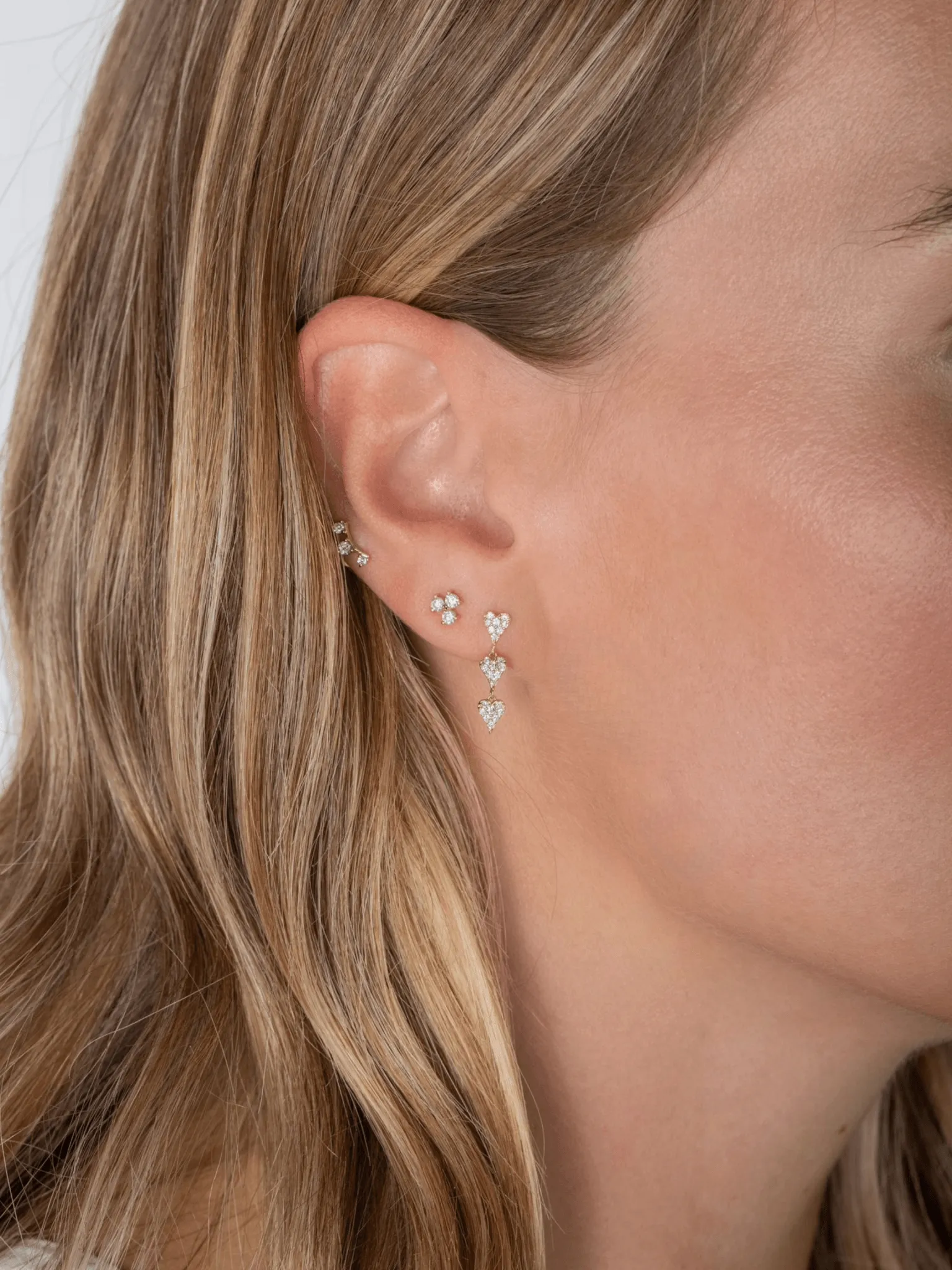 Pave Heart Diamond Dangle Earrings 14K sold by LeMel product image thumbnail 4