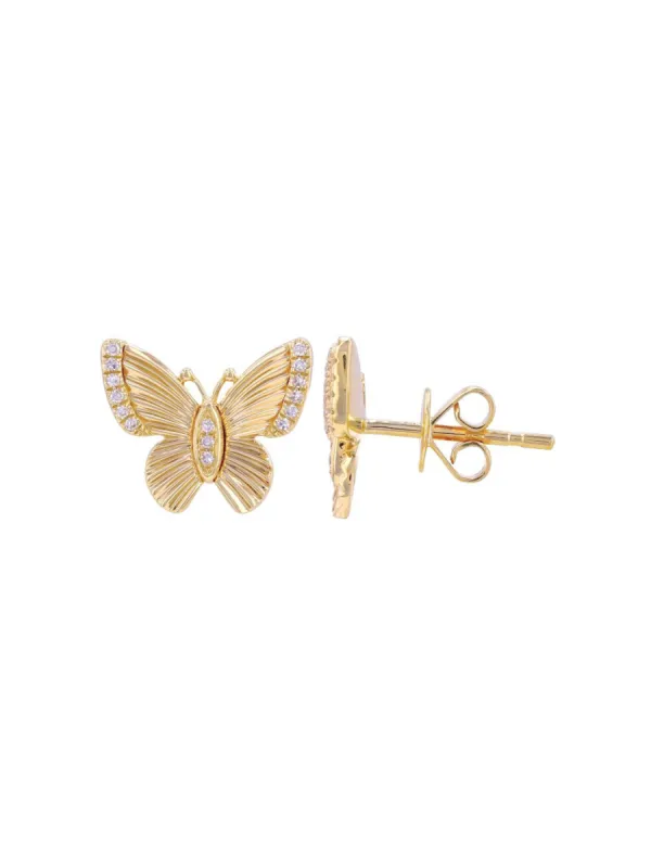 Fluted Butterfly Earrings 14K sold by LeMel