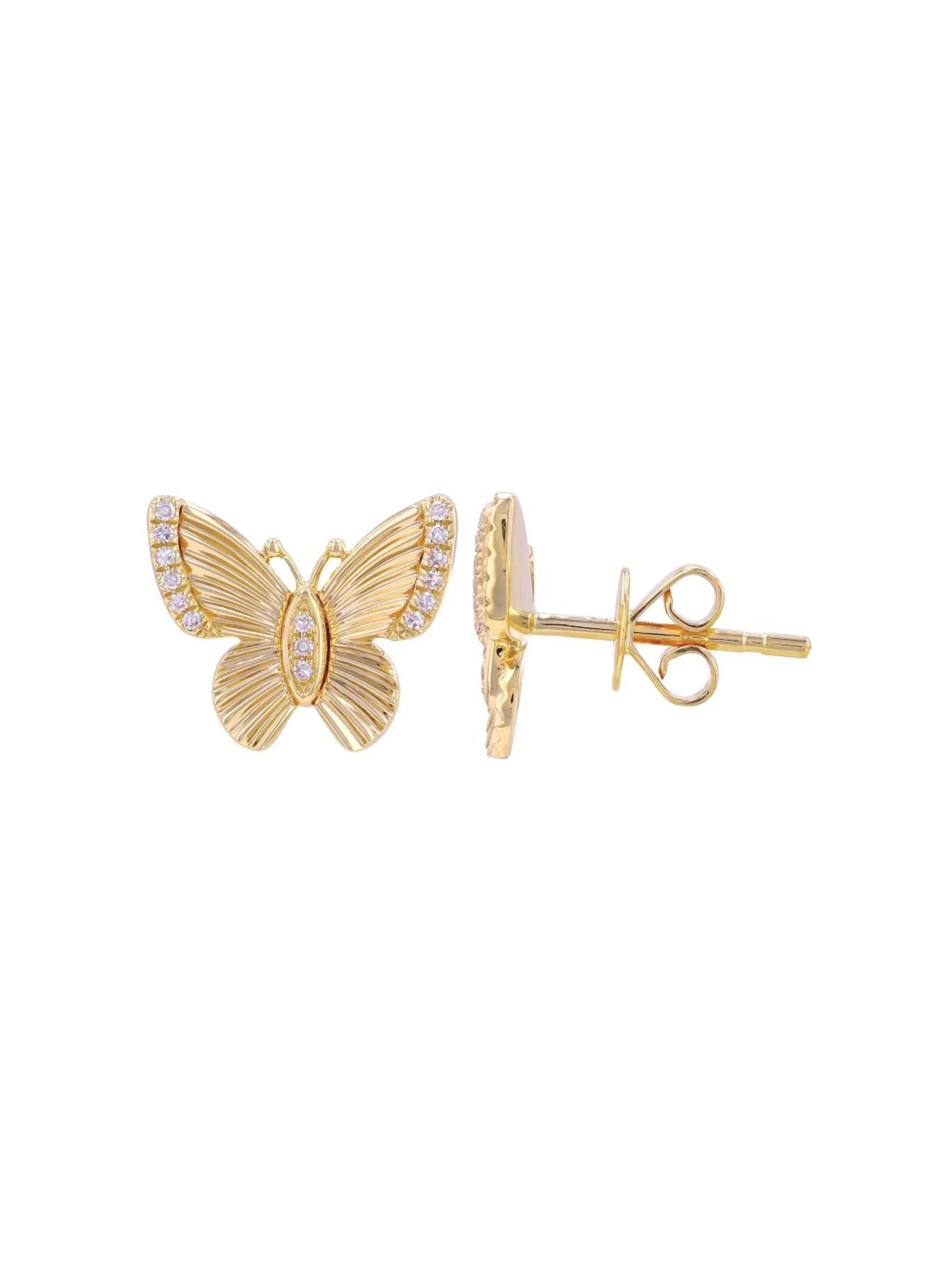 Fluted Butterfly Earrings 14K sold by LeMel