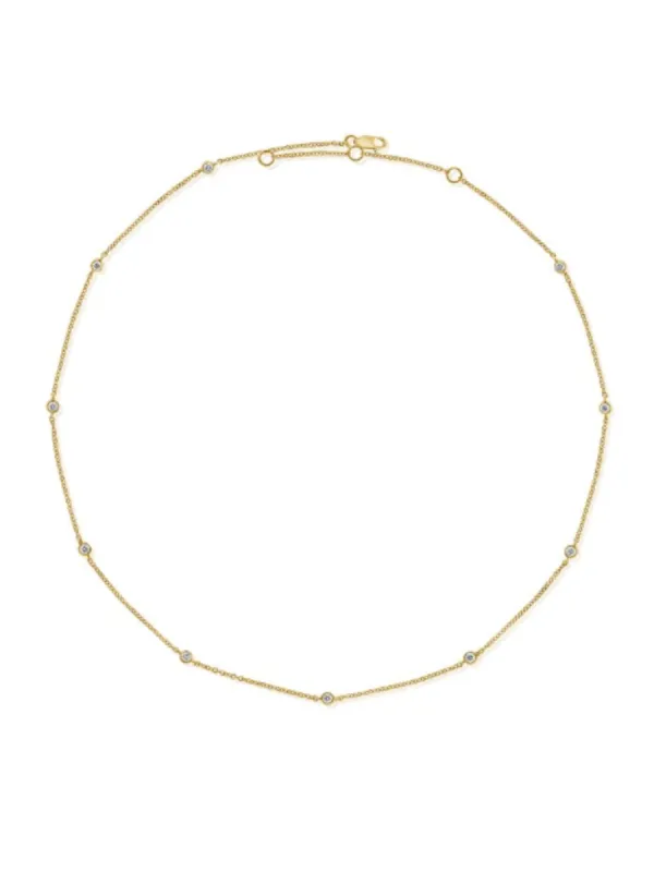 Diamond Bezel 10 Station Necklace 14K sold by LeMel