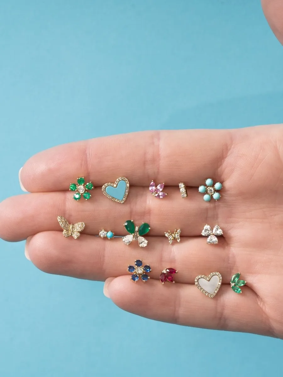 Scarlett Turquoise Diamond Heart Stud Earring 14K sold by LeMel product image thumbnail 3