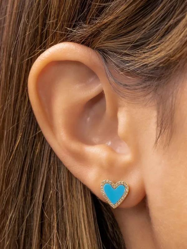 Scarlett Turquoise Diamond Heart Stud Earring 14K sold by LeMel