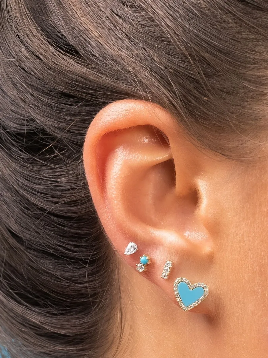 Scarlett Turquoise Diamond Heart Stud Earring 14K sold by LeMel product image thumbnail 2