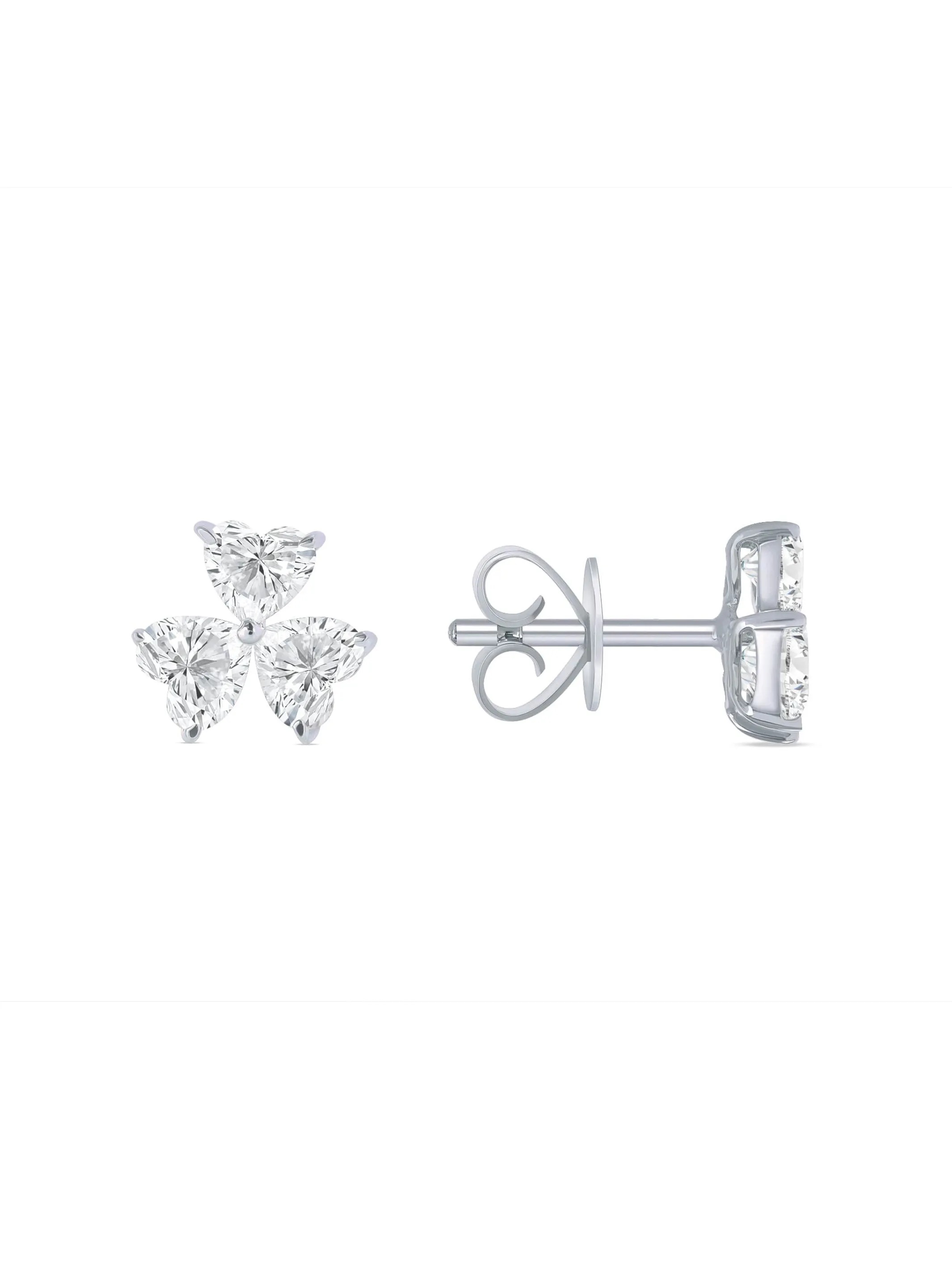 Ava Trio Heart Diamond Stud Earring 14K sold by LeMel product image thumbnail 4