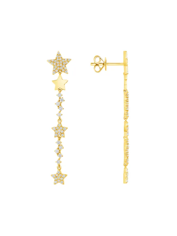 Sarah Star Dangle Earrings 14K sold by LeMel