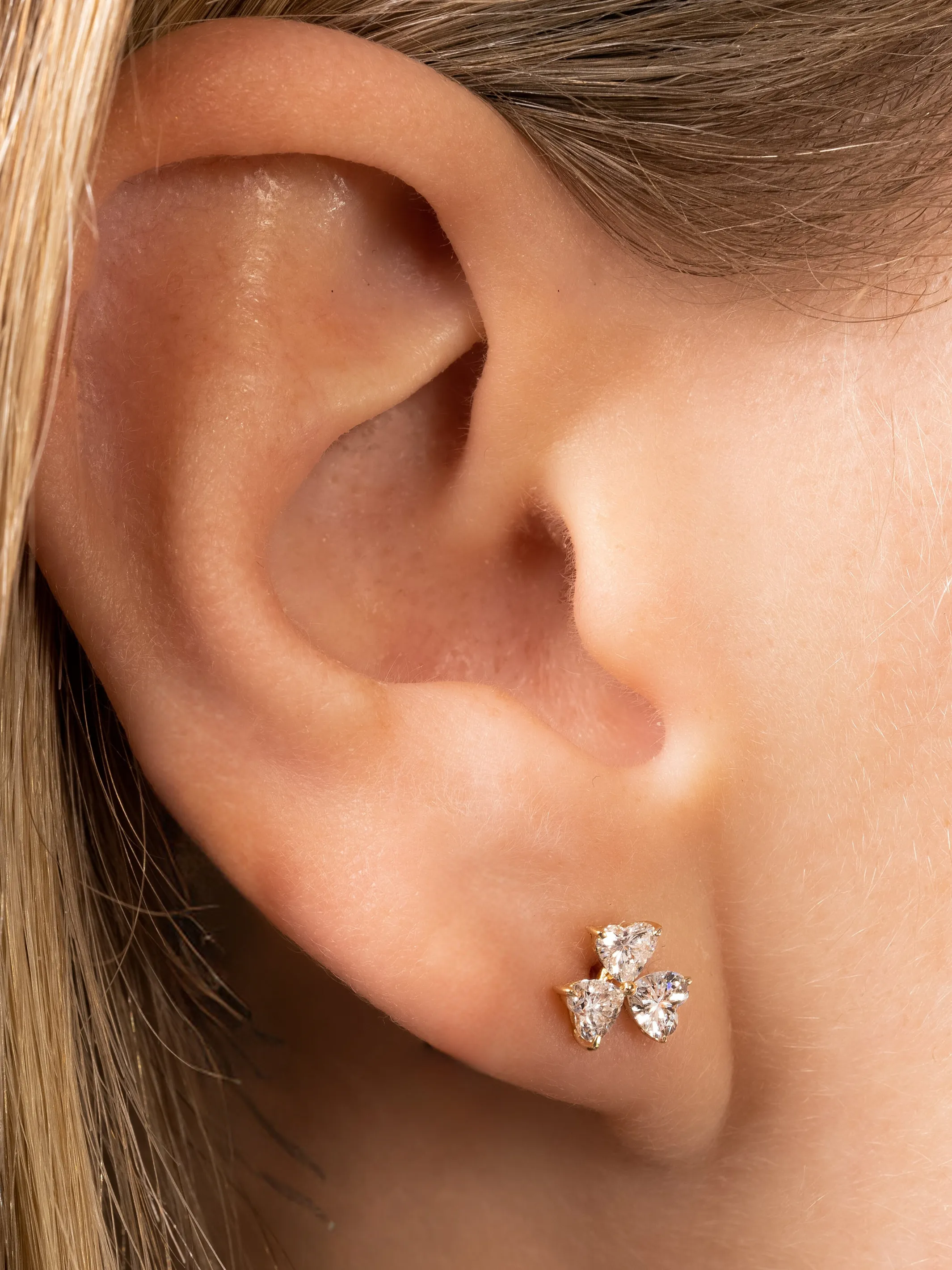 Ava Trio Heart Diamond Stud Earring 14K sold by LeMel product image thumbnail 2