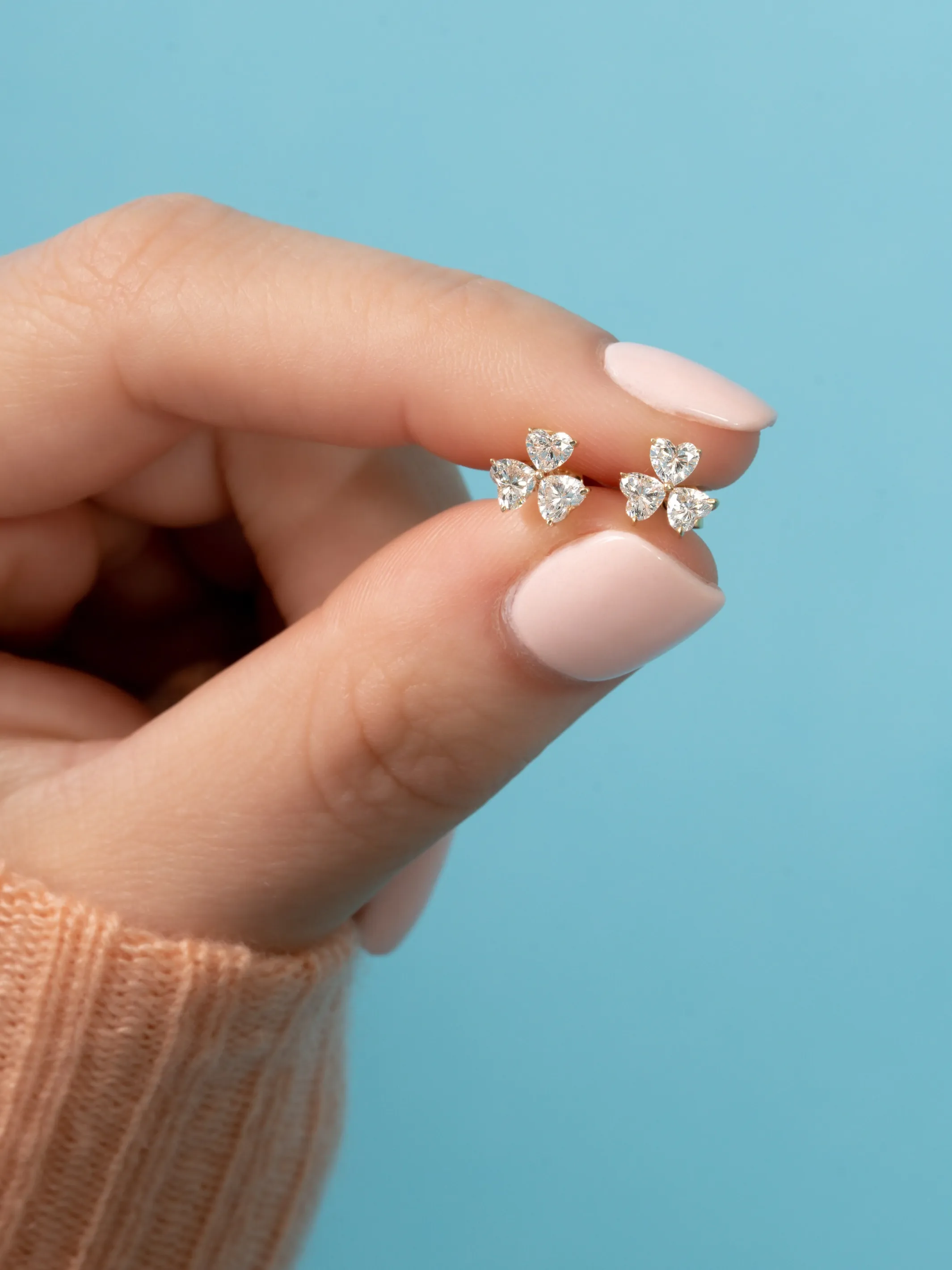 Ava Trio Heart Diamond Stud Earring 14K sold by LeMel product image thumbnail 3