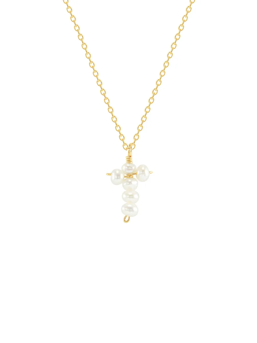 Cross Necklace - Pearl sold by LeMel