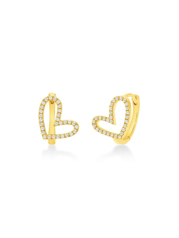 Hailey Heart Huggie Earrings 14K sold by LeMel