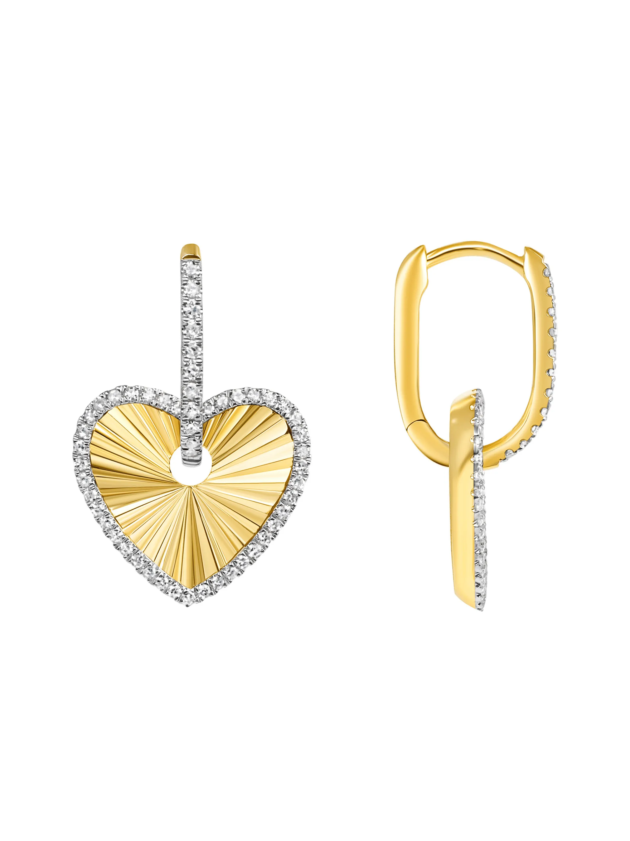 Fluted Heart Charm Earrings 14K sold by LeMel