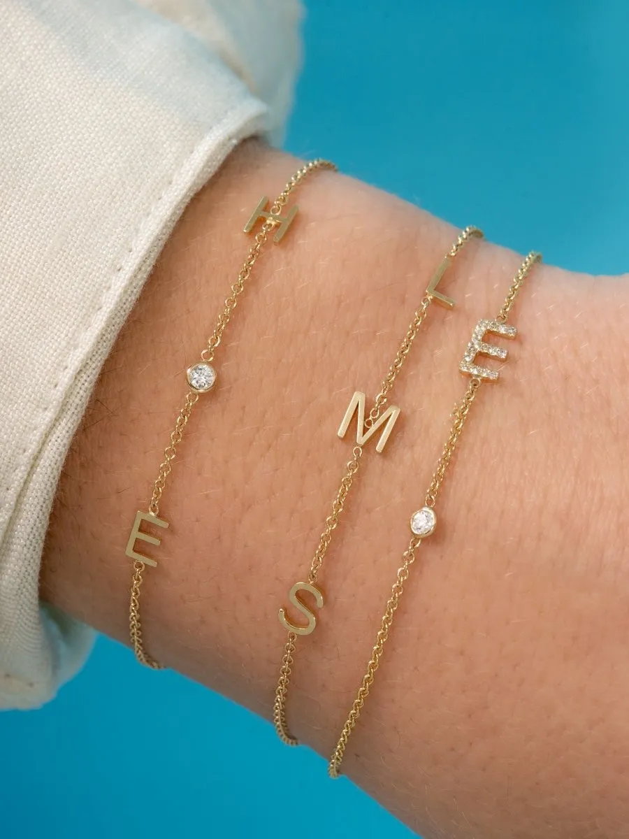 The Diamond Initial Bracelet 14K - 4 Letters sold by LeMel product image thumbnail 2