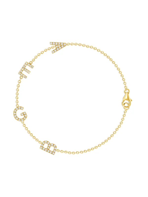 The Diamond Initial Bracelet 14K  - 4 Letters sold by LeMel