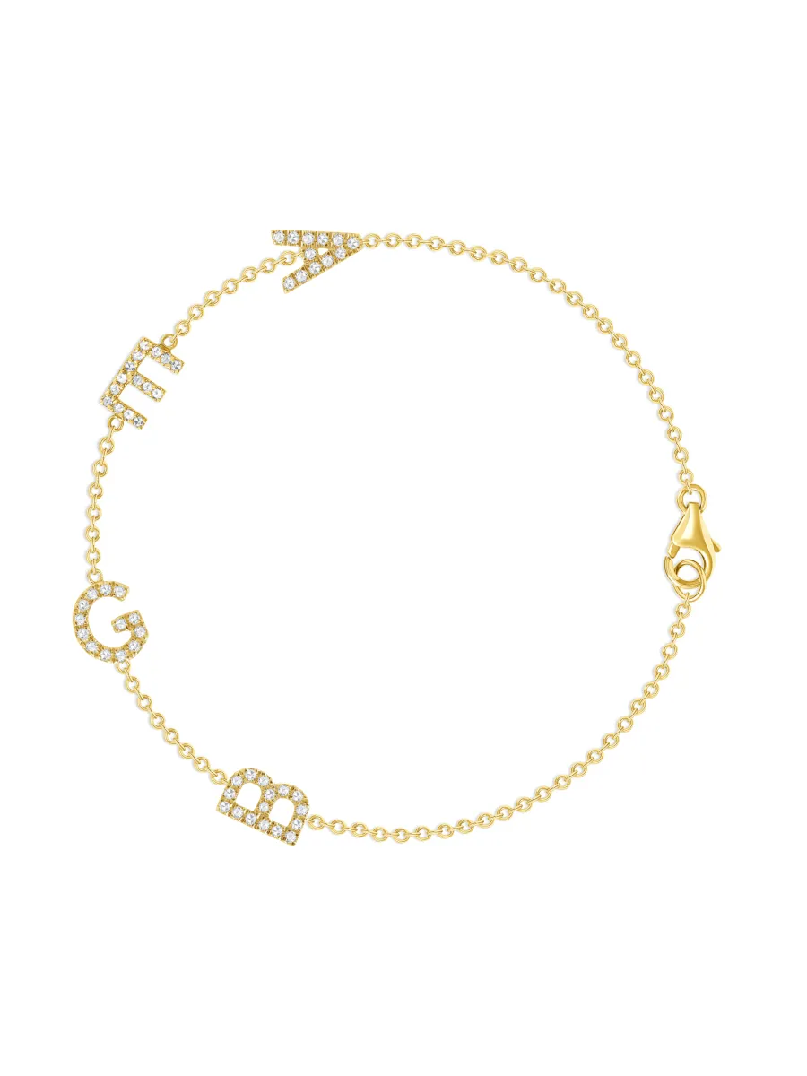 The Diamond Initial Bracelet 14K - 4 Letters sold by LeMel