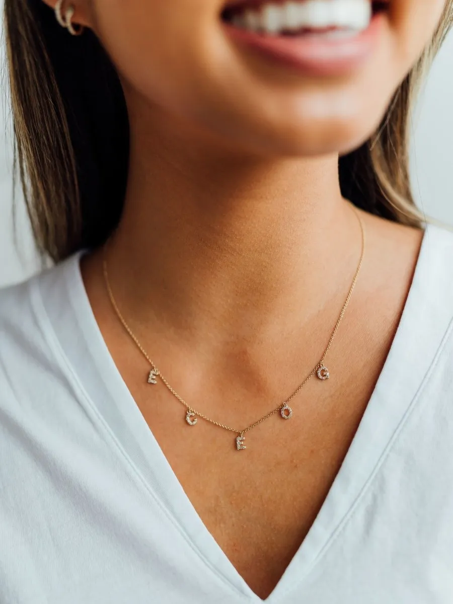 Diamond Dangle Initial Necklace 14K sold by LeMel product image thumbnail 2