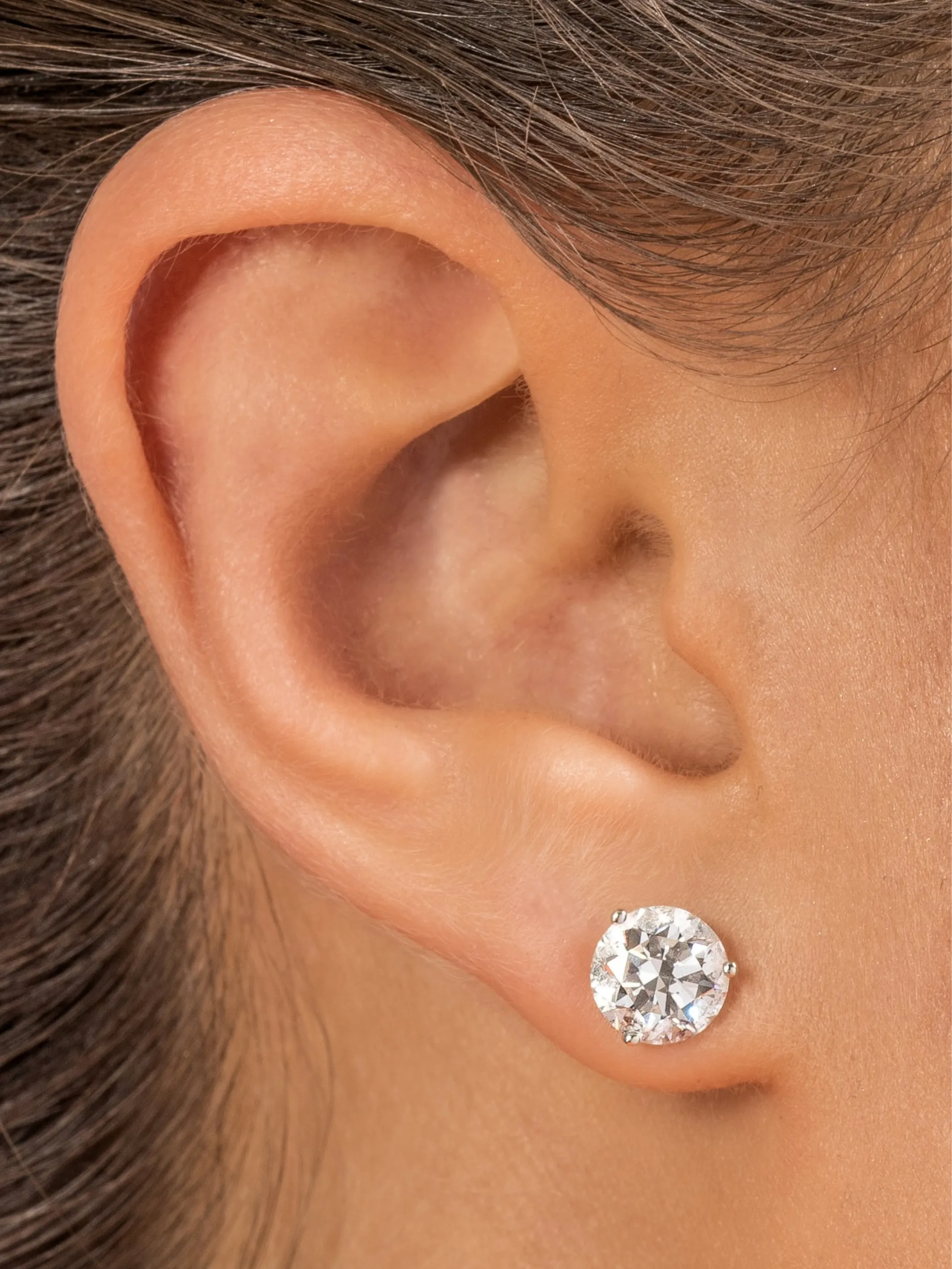 Round Diamond Stud Earrings 14K sold by LeMel product image thumbnail 2