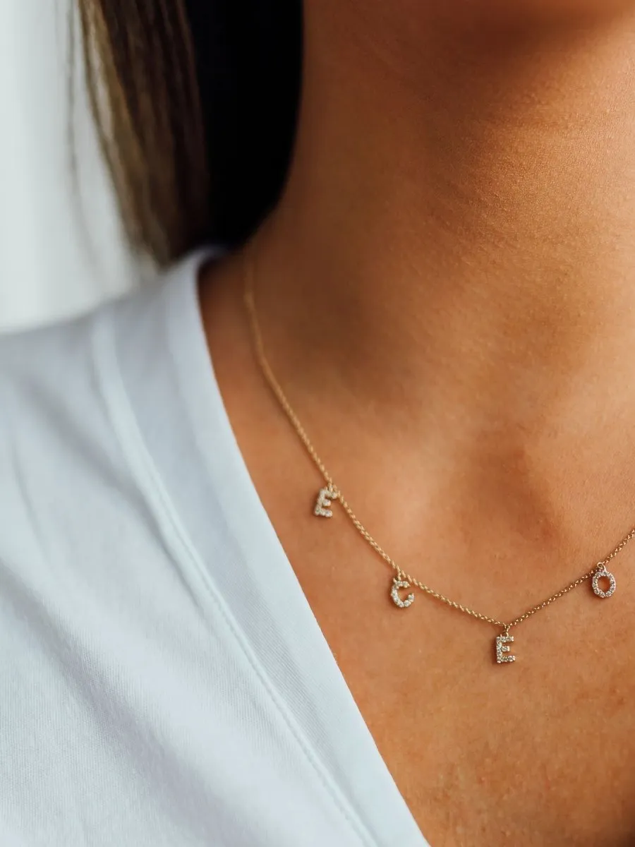 Diamond Dangle Initial Necklace 14K sold by LeMel product image thumbnail 3