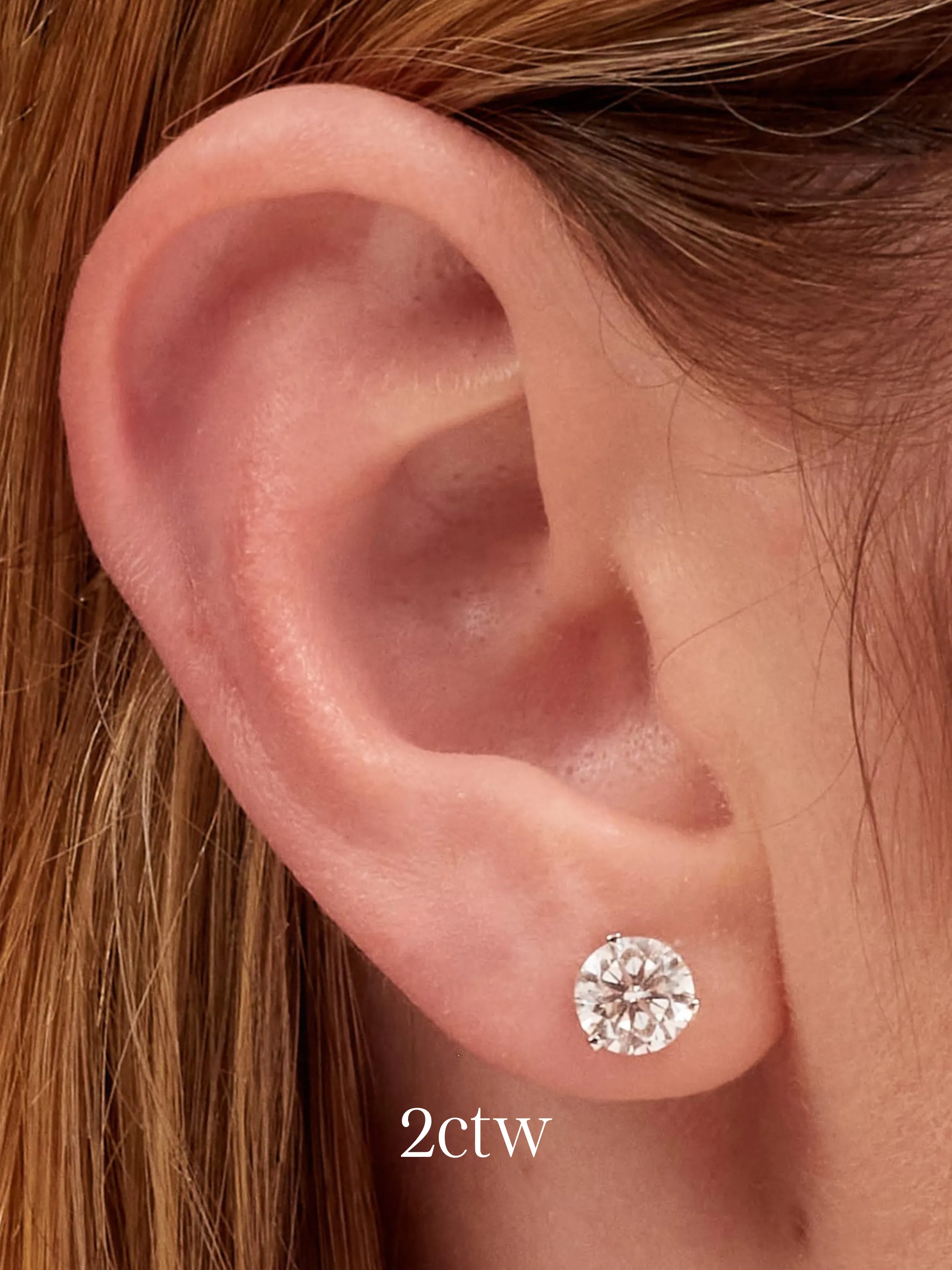 Round Diamond Stud Earrings 14K sold by LeMel product image thumbnail 3