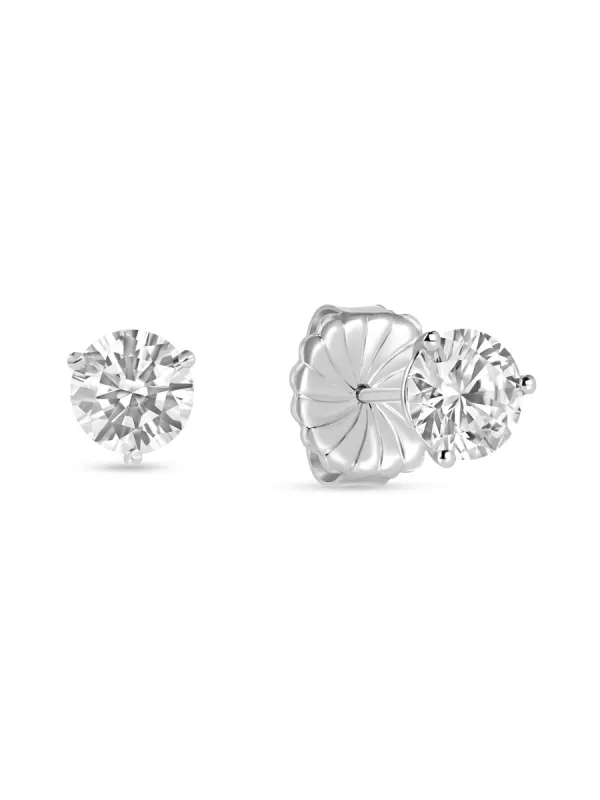 Round Diamond Stud Earrings 14K sold by LeMel