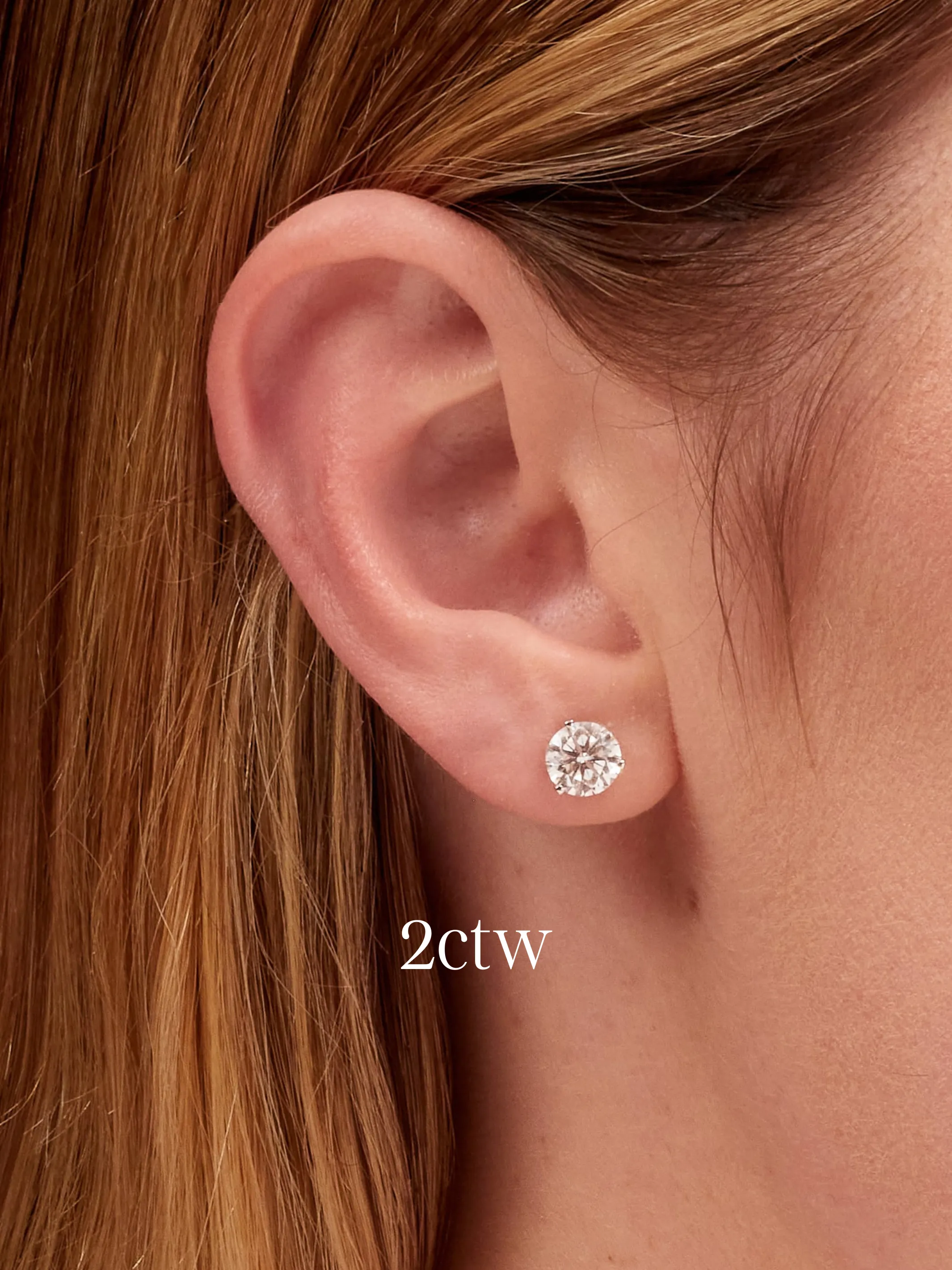 Round Diamond Stud Earrings 14K sold by LeMel product image thumbnail 5