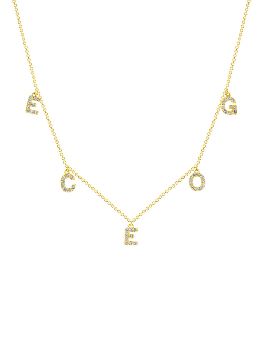 Diamond Dangle Initial Necklace 14K sold by LeMel
