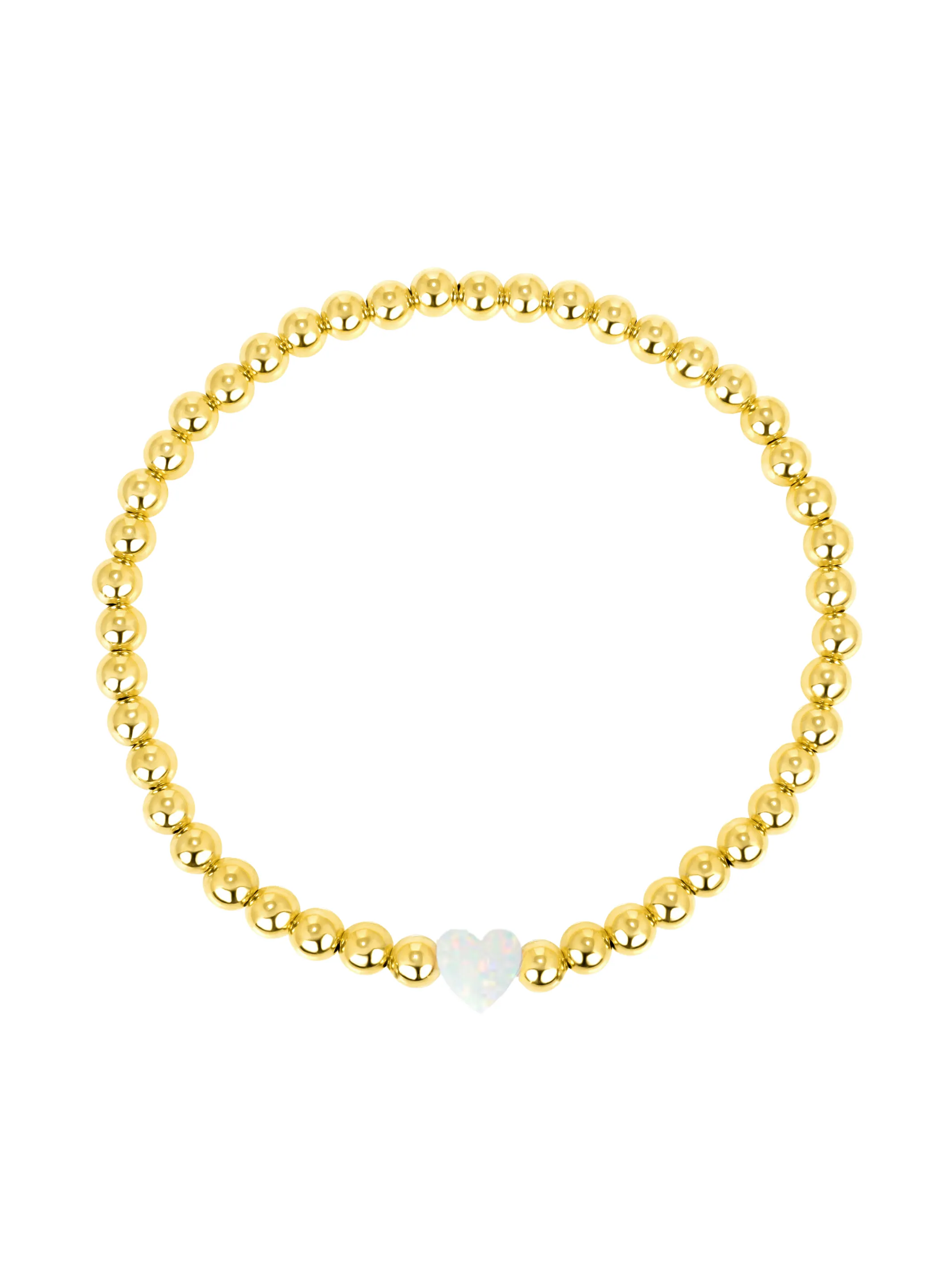 Opal Heart Stretch Bracelet - White sold by LeMel