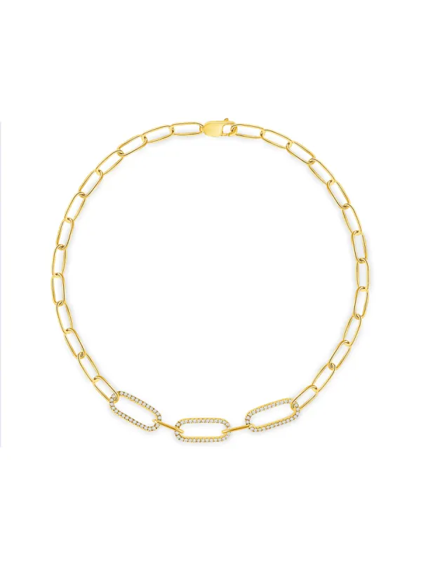 Lisa Diamond Paperclip Bracelet 14K sold by LeMel