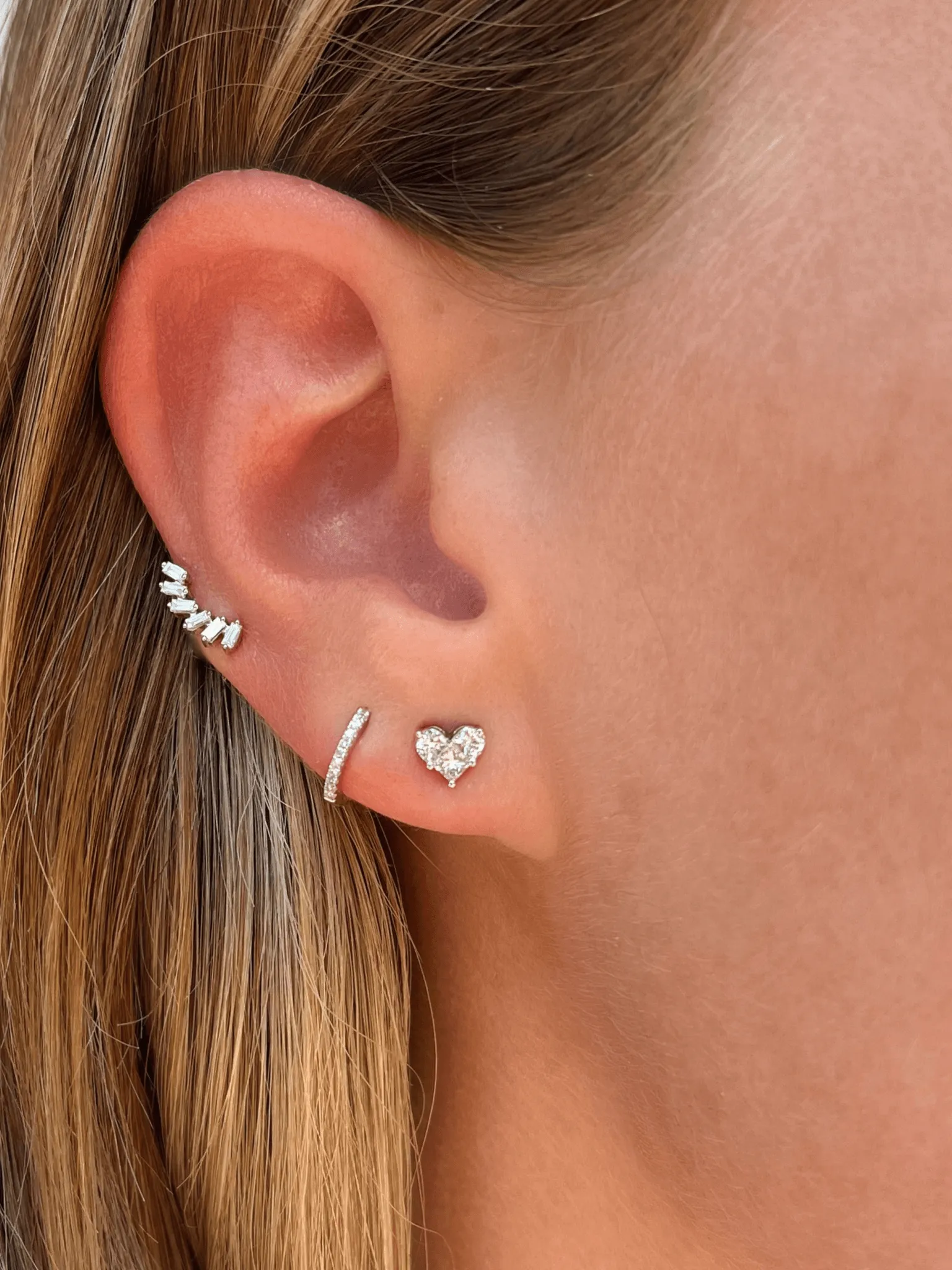 Diamond Heart Illusion Stud Earrings 14K sold by LeMel product image thumbnail 3