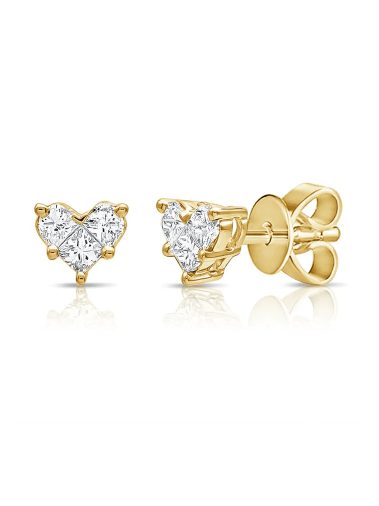 Diamond Heart Illusion Stud Earrings 14K sold by LeMel product image thumbnail 4