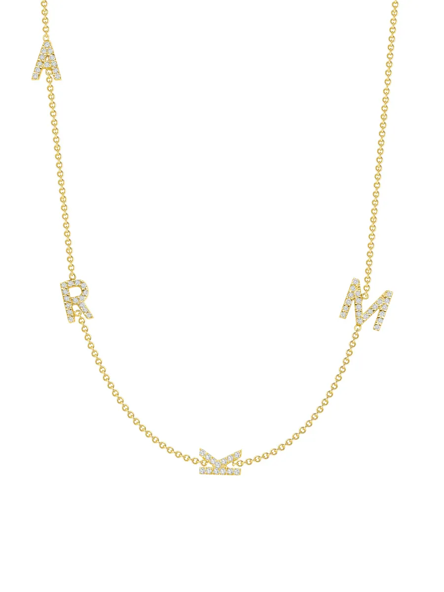 The Diamond Initial Necklace 14K - 4 Letters sold by LeMel