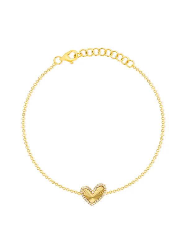 Hailey Heart Fluted Bracelet 14K sold by LeMel