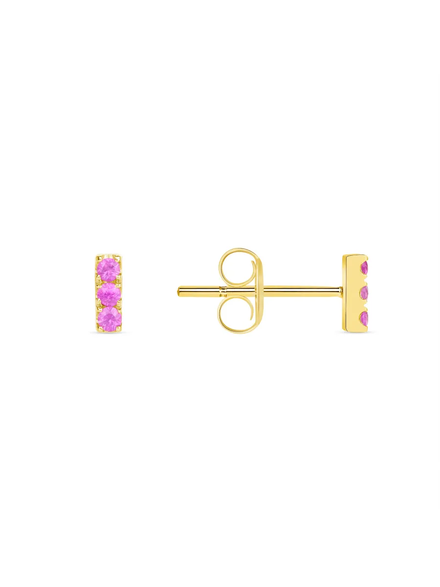 Mini Pink Sapphire Bar Stud Earrings 14K sold by LeMel