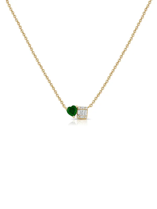 Toi Et Moi Emerald Heart Necklace 14K sold by LeMel